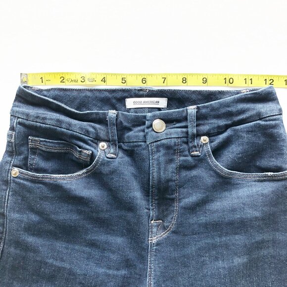 GOOD AMERICAN Good Legs Crop Blue260 Dark Wash Skinny Jeans Womens 26 - Picture 9 of 9